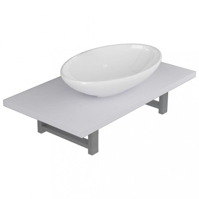 Set mobilier de baie, 2 piese, alb, ceramica foto