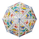 Umbrela de ploaie transparenta cu model dinozauri, pentru copii, 66 cm, CMCLASS