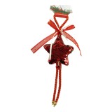 Ornament de brad stea cu paiete, flippy, rosu, lemn, 25 cm