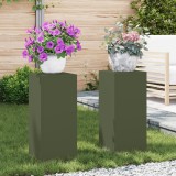 VidaXL Suporturi plante pilon exterior 2 buc. oliv 24x24x55 cm oțel