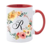 Cana maner rosu personalizata cu initiala R, INOVATIX&reg;. 330ml