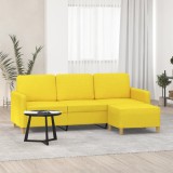 VidaXL Canapea cu 3 locuri și taburet, galben deschis, 180 cm, textil 3201197