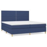 Cumpara ieftin Pat box spring cu saltea, albastru, 200x200 cm, textil