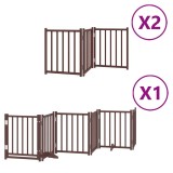 Cumpara ieftin Poarta caini pliabila cu usa 12 panouri maro 600 cm, lemn plop
