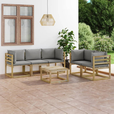 vidaXL Set mobilier de grădină cu perne gri, 6 piese foto