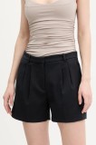 Abercrombie &amp; Fitch pantaloni scurti femei, culoarea negru, neted, high waist, KI149-5087