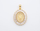 Medalion Fecioara Maria din Argint 925 Aurit cu Baghete de Zirconiu