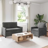 vidaXL Set de canapea 2 pcs Gri &icirc;nchis Catifea 3417026