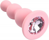 Dildo Rosy Pink Bead Clear Stone