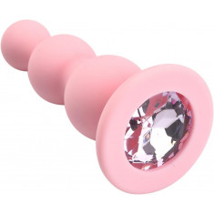 Dildo Rosy Pink Bead Clear Stone