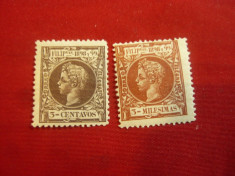 2 Timbre Filipine 1898 Rege Alphons XIII , 2 valori 3C si 3 M foto