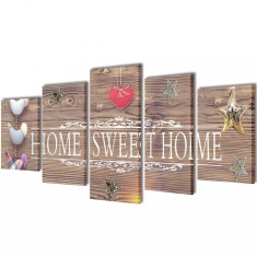 Set Tablouri De P&acirc;nză Imprimate Cu Home Sweet Home 100 x 50 cm 241592