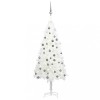 VidaXL Brad Crăciun pre-iluminat artificial, set globuri, alb, 120 cm