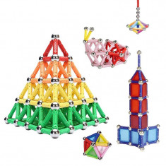 Set constructie magnetic 3d, 138 piese, joc educativ varsta 6+