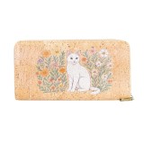 Cumpara ieftin Portofel dama din pluta natur cu imprimeu pisica