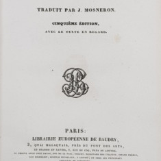 LE PARADIS PERDU de J. MILTON , EN ANGLAIS ET EN FRANCAIS , 1841