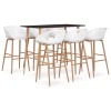 VidaXL Set mobilier de bar, 7 piese, negru și alb