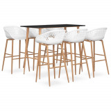 vidaXL Set mobilier de bar, 7 piese, negru și alb