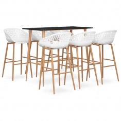 Set mobilier de bar, 7 piese, negru si alb GartenMobel Dekor foto