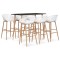 vidaXL Set mobilier de bar, 7 piese, negru și alb