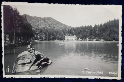 TUSNAD BAI - PLAJA , CARTE POSTALA ILUSTRATA , MONOCROMA , CIRCULATA , DATATA 1938 foto