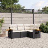 VidaXL Set mobilier de grădină cu perne, 4 piese, negru, poliratan