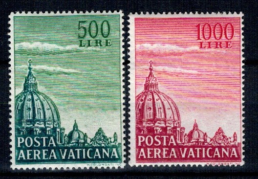 Vatican 1958 - Posta Aeriana, serie neuzata
