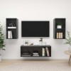 Set dulap TV, 3 piese, gri extralucios, lemn prelucrat