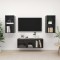 Set dulap TV, 3 piese, gri extralucios, lemn prelucrat