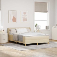 vidaXL Pat cu arcuri și saltea crem 90x200 cm Crem 140 x 190 cm