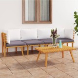 VidaXL Set mobilier de grădină cu perne, 4 piese, lemn masiv de acacia 3087008