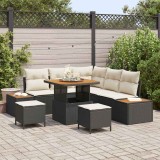 Cumpara ieftin Set de canapele pentru grădină cu pernă 8 pcs Negru Rattan poli