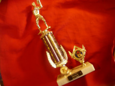 Trofeu Sportiv - BOX - cu statueta Boxeur Turneul Best Winner -NEC ABC,h= 30cm foto