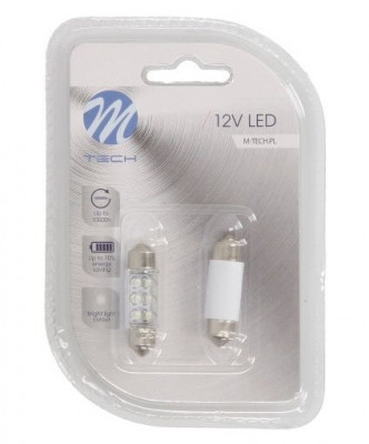 Set 2 Buc Bec Led M-Tech C5W 12V SV8,5-8 Alb LB023W foto