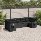 Cumpara ieftin Gossi set canapele de gradina cu perne, 7 piese, negru, poliratan