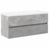 Cumpara ieftin Set mobilier de baie, 2 piese, gri beton, lemn compozit