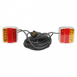 Cumpara ieftin Set lampi LED magnetice pentru remorca, fisa 7 pini, cablu intre stopuri de 2,5m, cablu fisa 7.5m 12 V