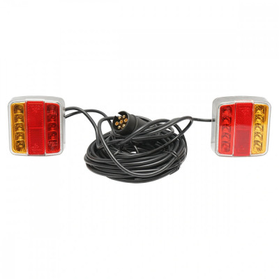 Set lampi LED magnetice pentru remorca, fisa 7 pini, cablu intre stopuri de 2,5m, cablu fisa 7.5m 12 V foto