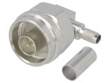 Conector N mufă tată unghi 90&deg; 50&Omega; pentru RG142, RG223, RG400 PTFE