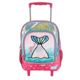 Ghiozdan troler pentru gradinita Glitter Coada de sirena Fanatee, 56 cm inaltime, maner tip P