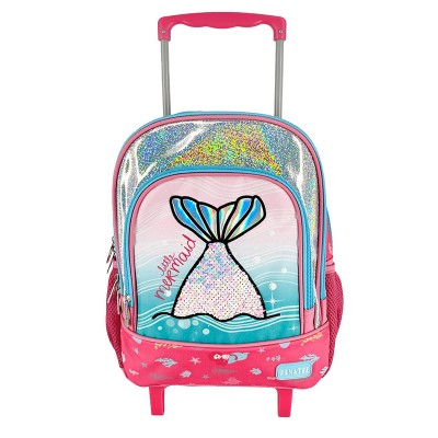 Ghiozdan troler pentru gradinita Glitter Coada de sirena Fanatee, 56 cm inaltime, maner tip P foto