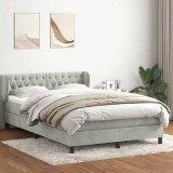 vidaXL Pat box spring cu saltea, gri deschis, 160x210 cm, catifea 3317781