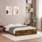 Gossi cadru pat cu sertare stejar fumuriu 140x200 cm lemn prelucrat