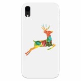 Husa silicon pentru Apple Iphone XR, Colorful Reindeer Jump Illustration