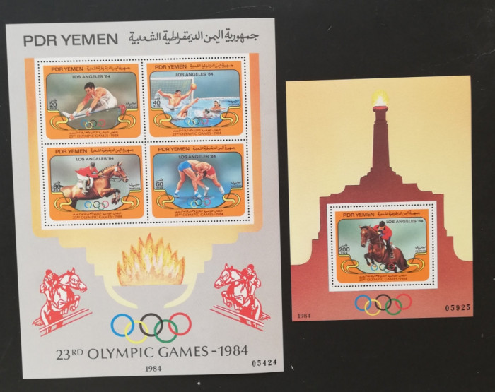 PDR YEMEN - Olimpiada de vara-LOS ANGELES 1984-1M/SH.+1S/Sh, NEOBLIT. -YS 01B