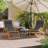 Scaune de plajă pliante, 2 buc., gri, material textil