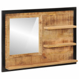 Oglinda cu rafturi 80x8x55 cm sticla si lemn masiv de mango GartenMobel Dekor, vidaXL