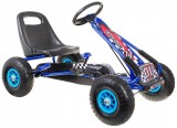 Kart cu pedale, 4 roti, volan, frana de mana, cutie viteze, albastru