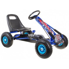 Kart cu pedale, 4 roti, volan, frana de mana, cutie viteze, albastru