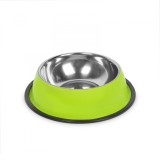 Bol pentru Mancare sau Apa pentru Caini sau Pisici, Material Inox, Diametru 15cm, Culoare Verde, Yummie